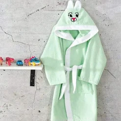 Accappatoio con cappuccio bambino taglia 7/8 anni verde Coniglio
