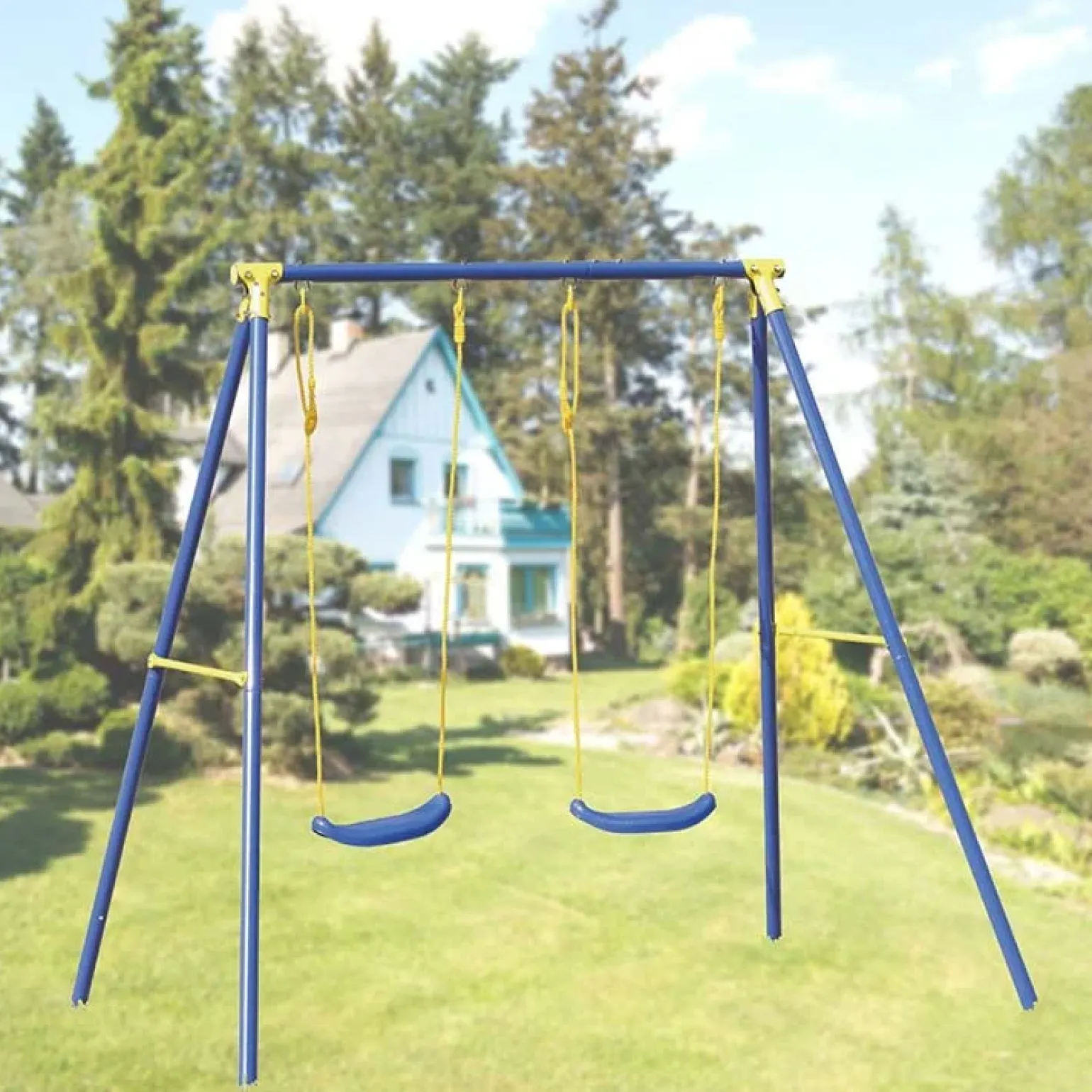 Altalena da giardino per bambini 2 posti 209x142cm acciaio Sissi