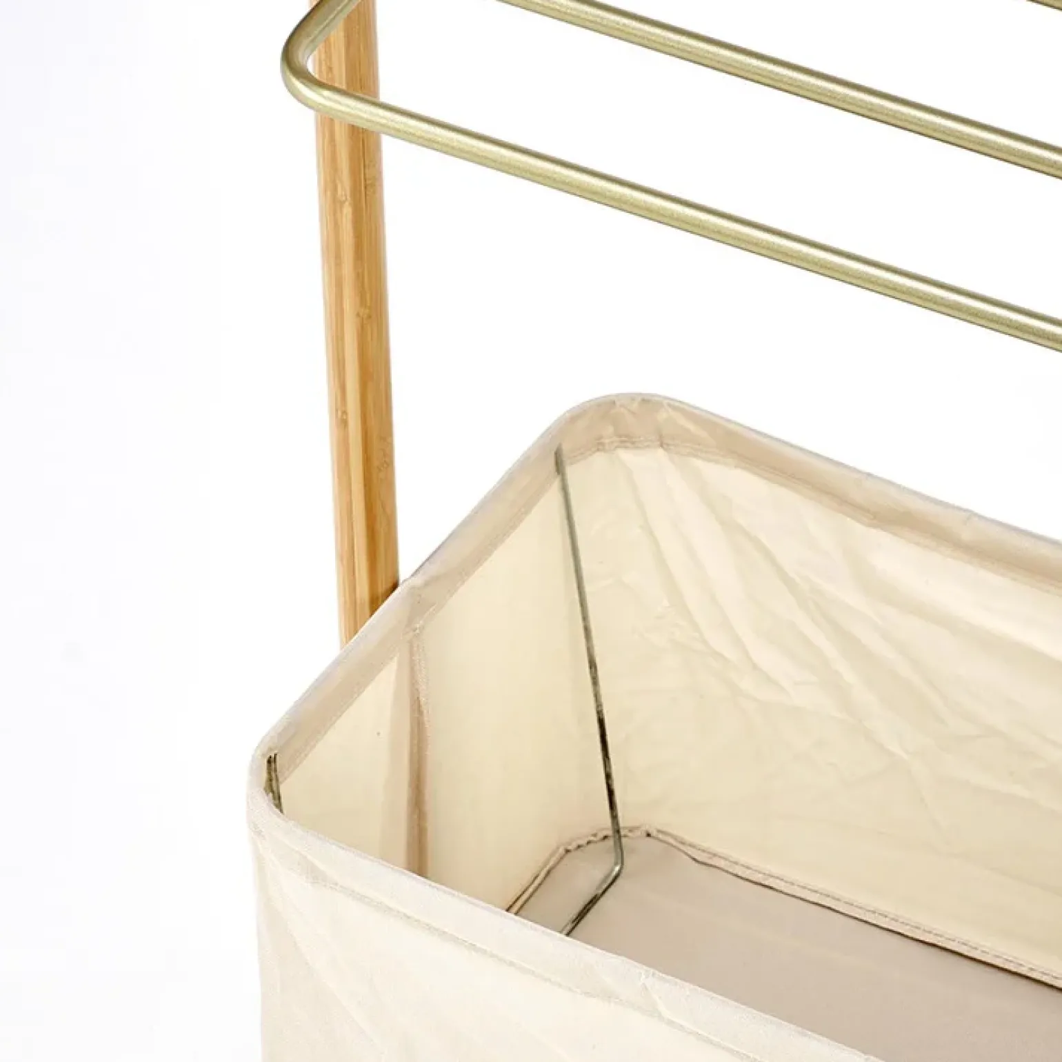 Appendiabiti da ingresso 60x166h cm in bambù tessuto beige oro Yasu