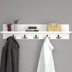 Appendiabiti da parete 80x18cm con mensola bianco Makira