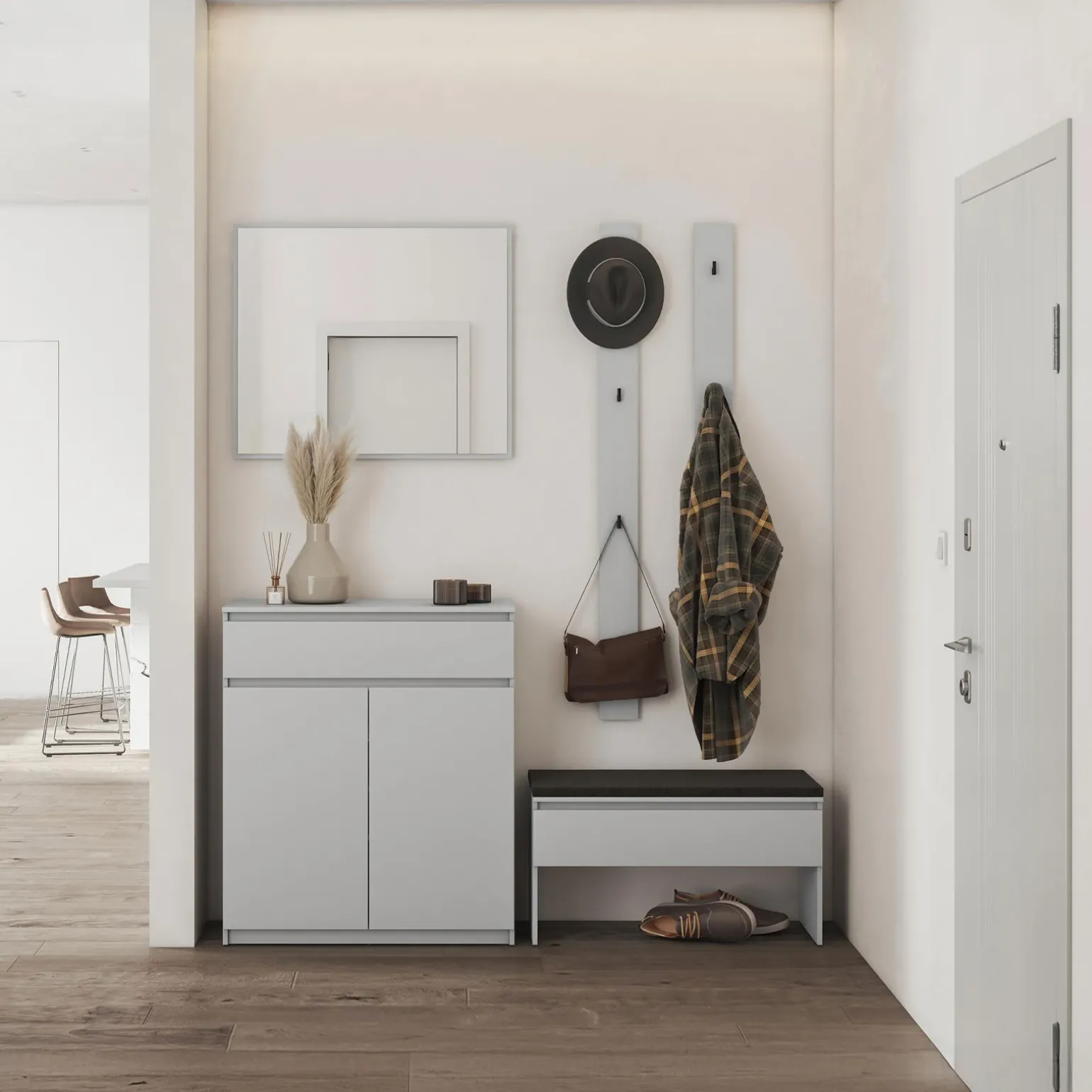Appendiabiti da parete 13x163h cm grigio Accent