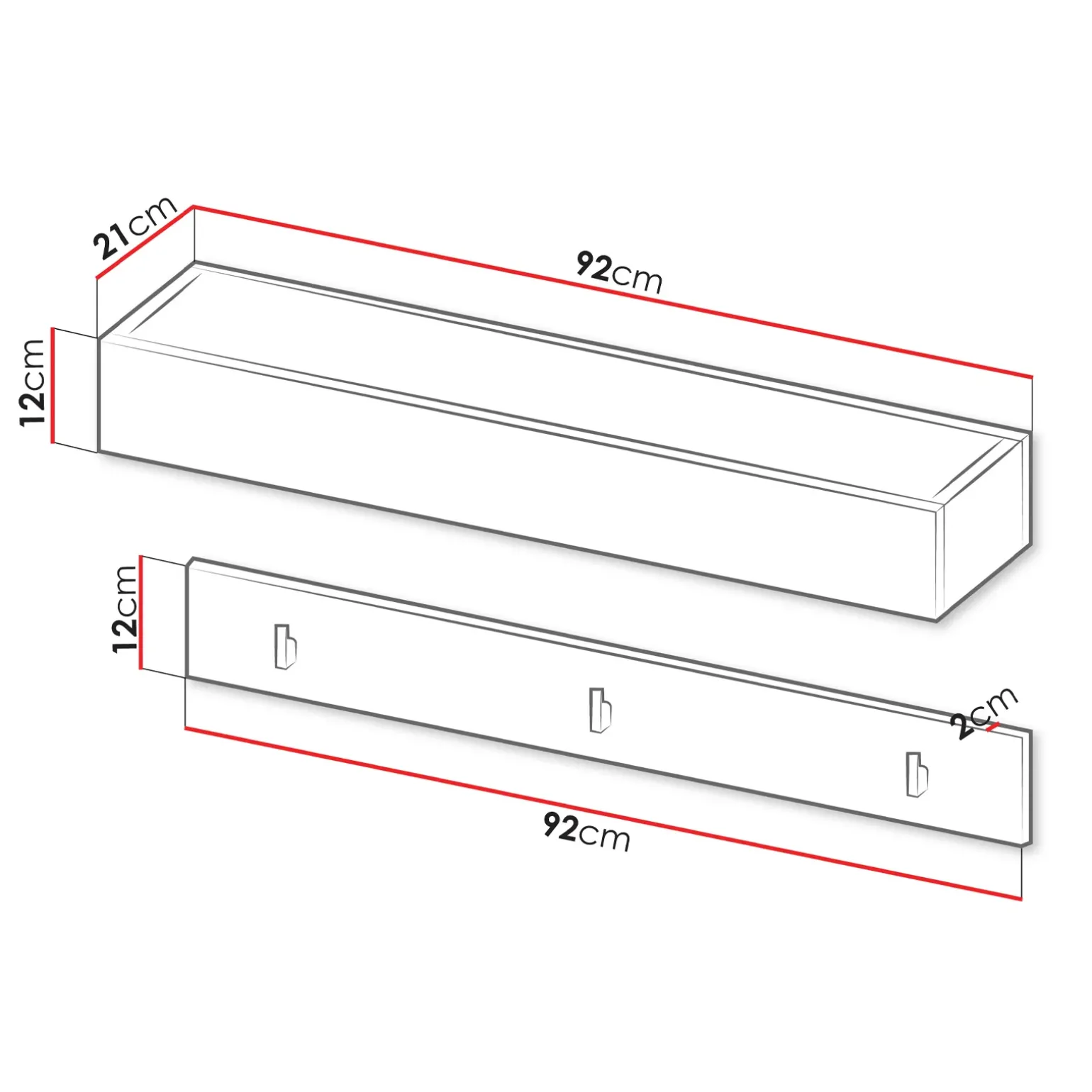 Appendiabiti da parete 92x12h cm grigio Accent