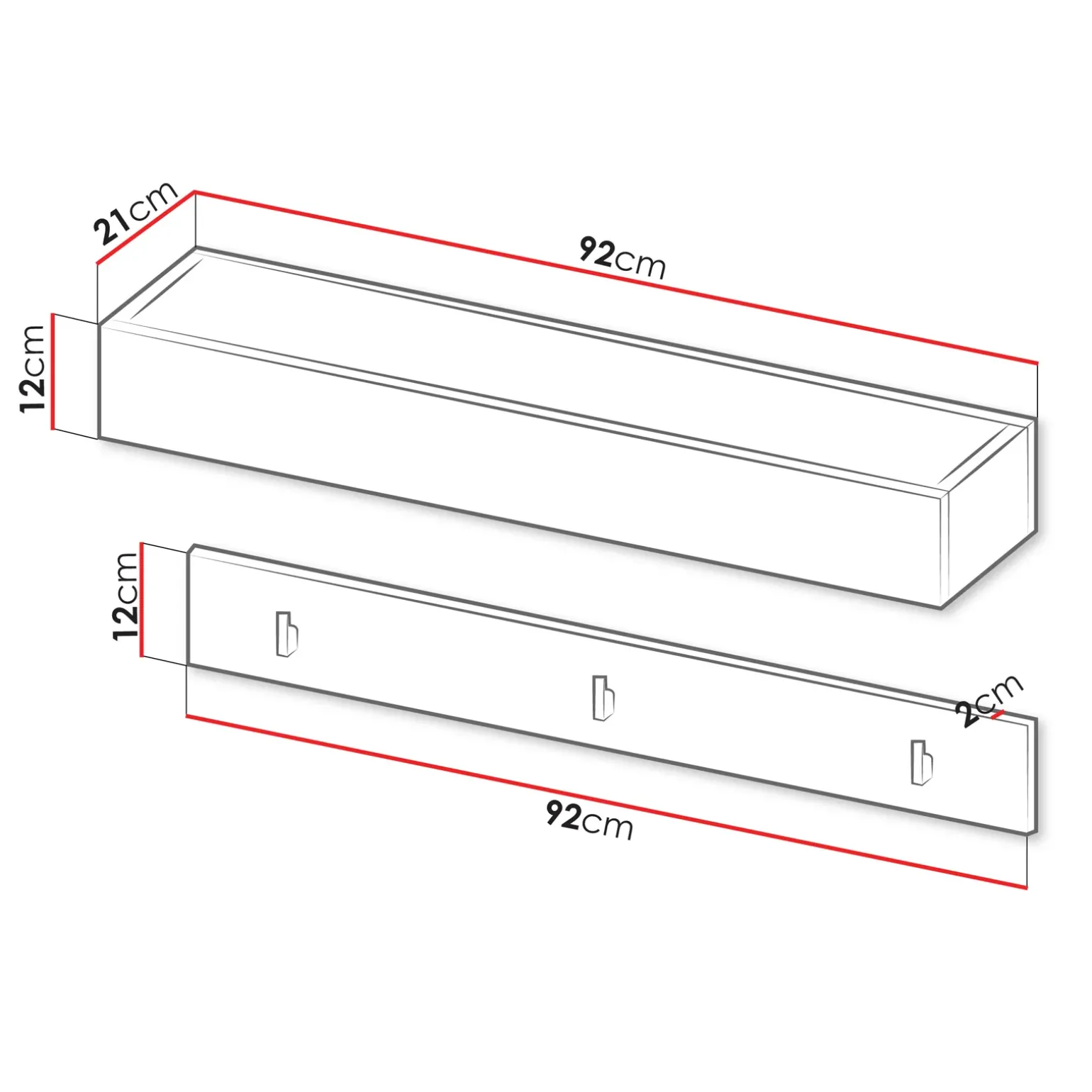 Appendiabiti da parete 92x12h cm bianco Accent