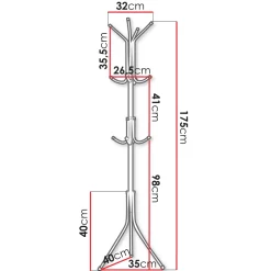 Appendiabiti da terra 35xh175 cm design moderno nero Elena