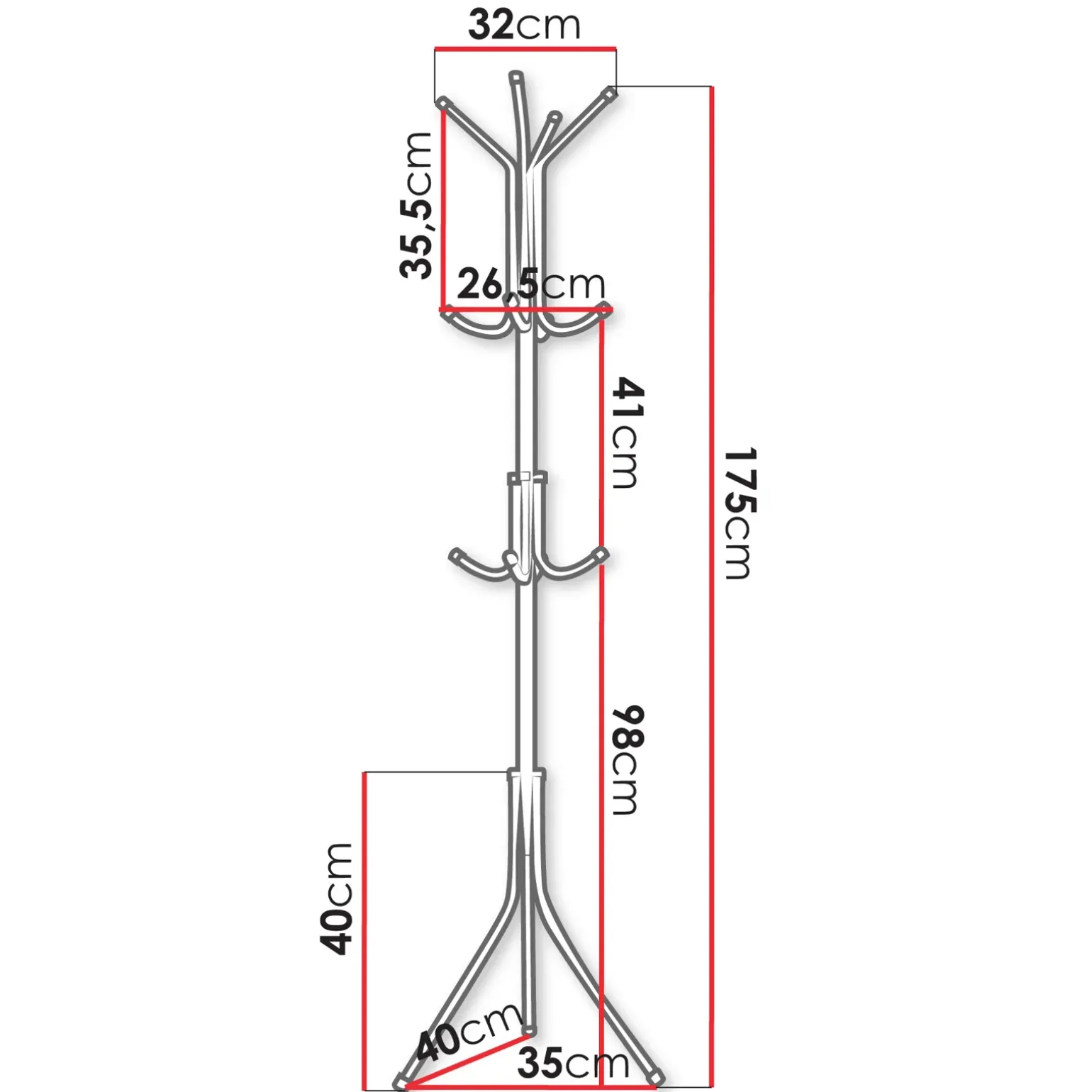 Appendiabiti da terra 35xh175 cm design moderno bianco Elena