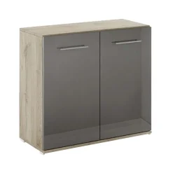 Armadietto ufficio 80x72h cm 2 ante rovere antracite lucido Time A