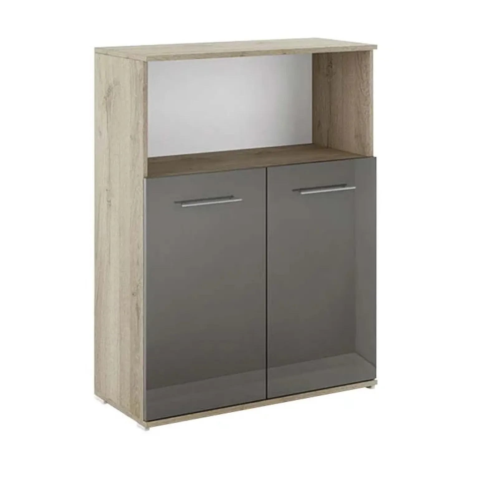 Armadietto ufficio 80x106h cm 2 ante moderno rovere antracite lucido Time C