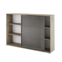 Armadietto ufficio 159x106h cm anta scorrevole rovere antracite lucido Time W