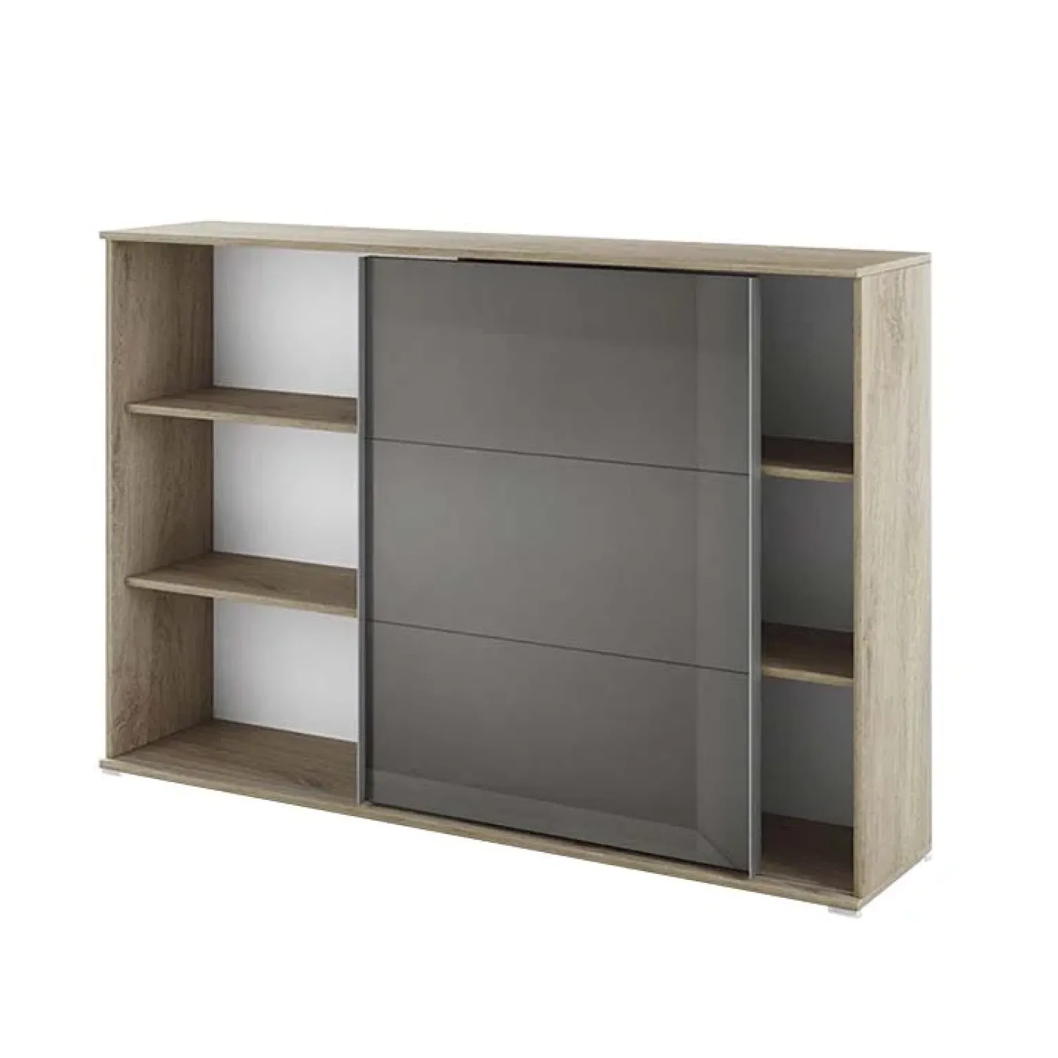 Armadietto ufficio 159x106h cm anta scorrevole rovere antracite lucido Time W