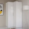 Armadio ad angolo 109x217h cm 2 ante bianco opaco e lucido Naper