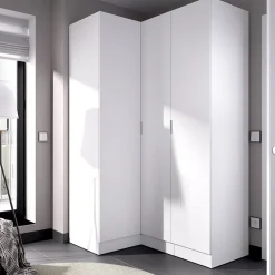 Armadio angolare 133x184h cm con barra appendiabiti legno bianco Juan