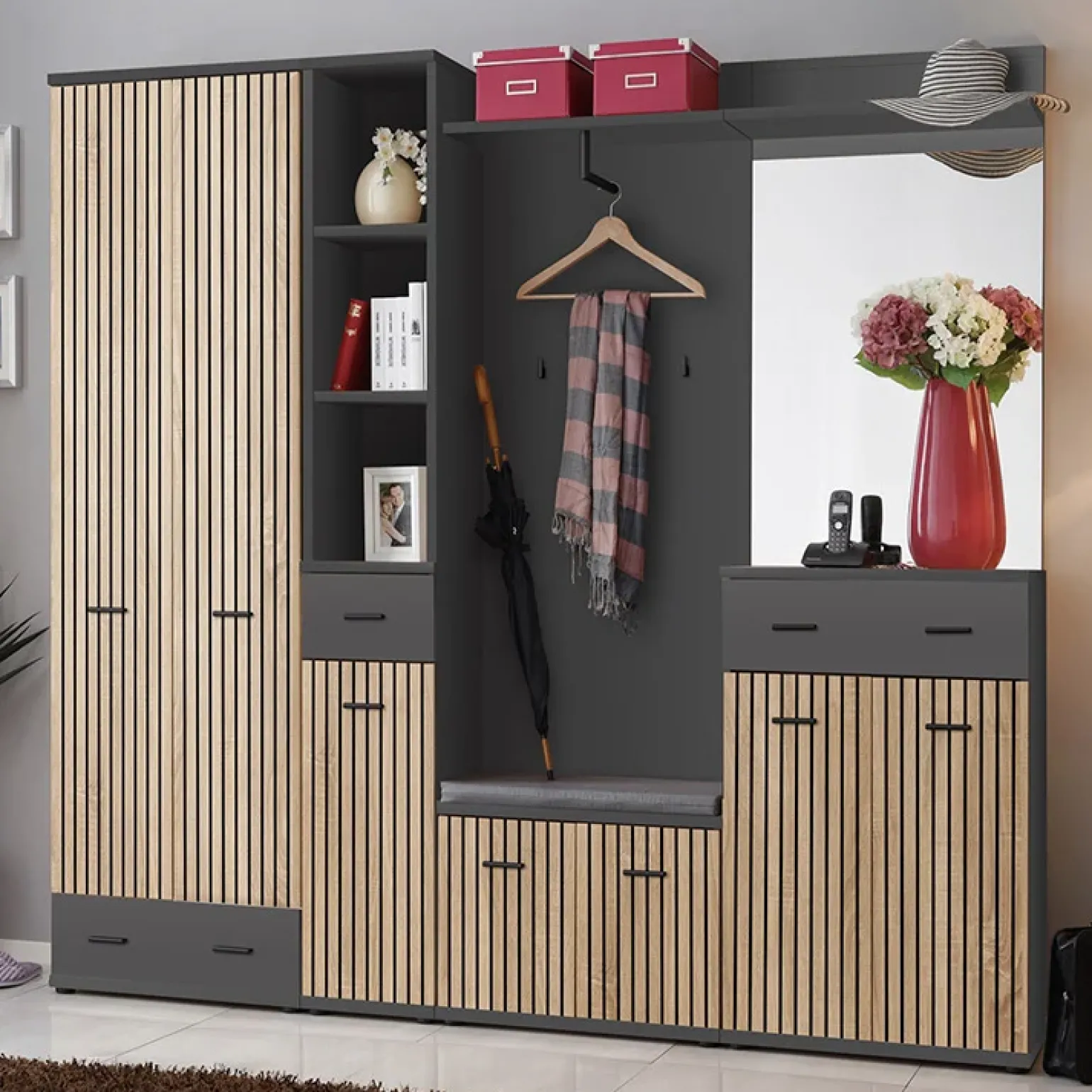 Armadio basso ingresso 2 ante Arizona, San Francisco, New York, California Gihome®