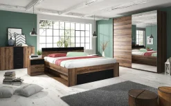 Armadio con specchio 221x210h cm 2 ante scorrevoli rovere scuro Lisbona Gihome®