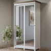 Armadio ingresso 120X216h cm 2 ante specchio bianco rovere Texel