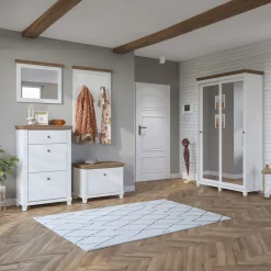 Armadio ingresso 120X216h cm 2 ante specchio bianco rovere Texel