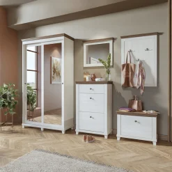 Armadio ingresso 120X216h cm 2 ante specchio bianco rovere Texel
