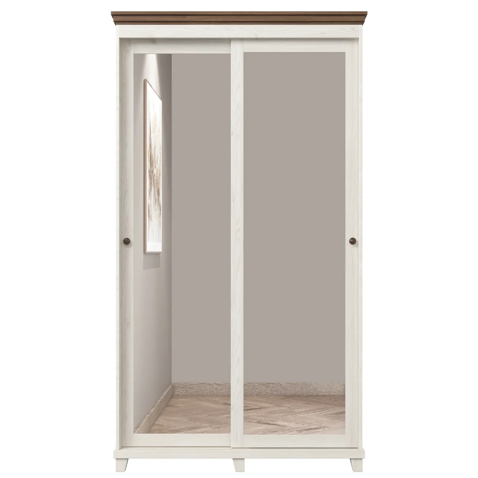 Armadio ingresso 120X216h cm 2 ante specchio bianco rovere Texel