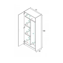 Armadio ingresso 73x180h cm 2 ante battenti multiuso bianco opaco Corie