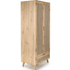 Armadio multiuso 80x200h cm 2 ante 1 cassetto moderno rovere Sombra