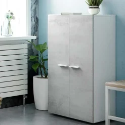 Armadio scarpiera 55x108h cm 2 ante battente bianco opaco cemento Tom