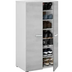 Armadio scarpiera 55x108h cm 2 ante battente bianco opaco cemento Tom