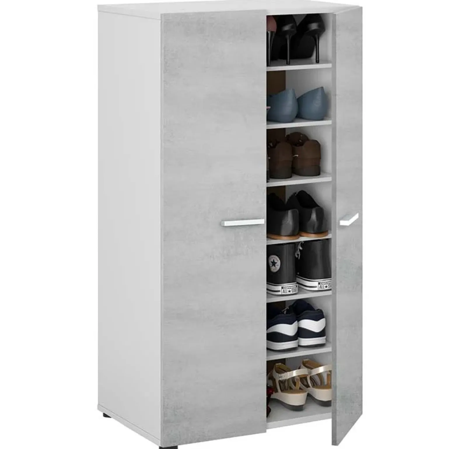 Armadio scarpiera 55x108h cm 2 ante battente bianco opaco cemento Tom