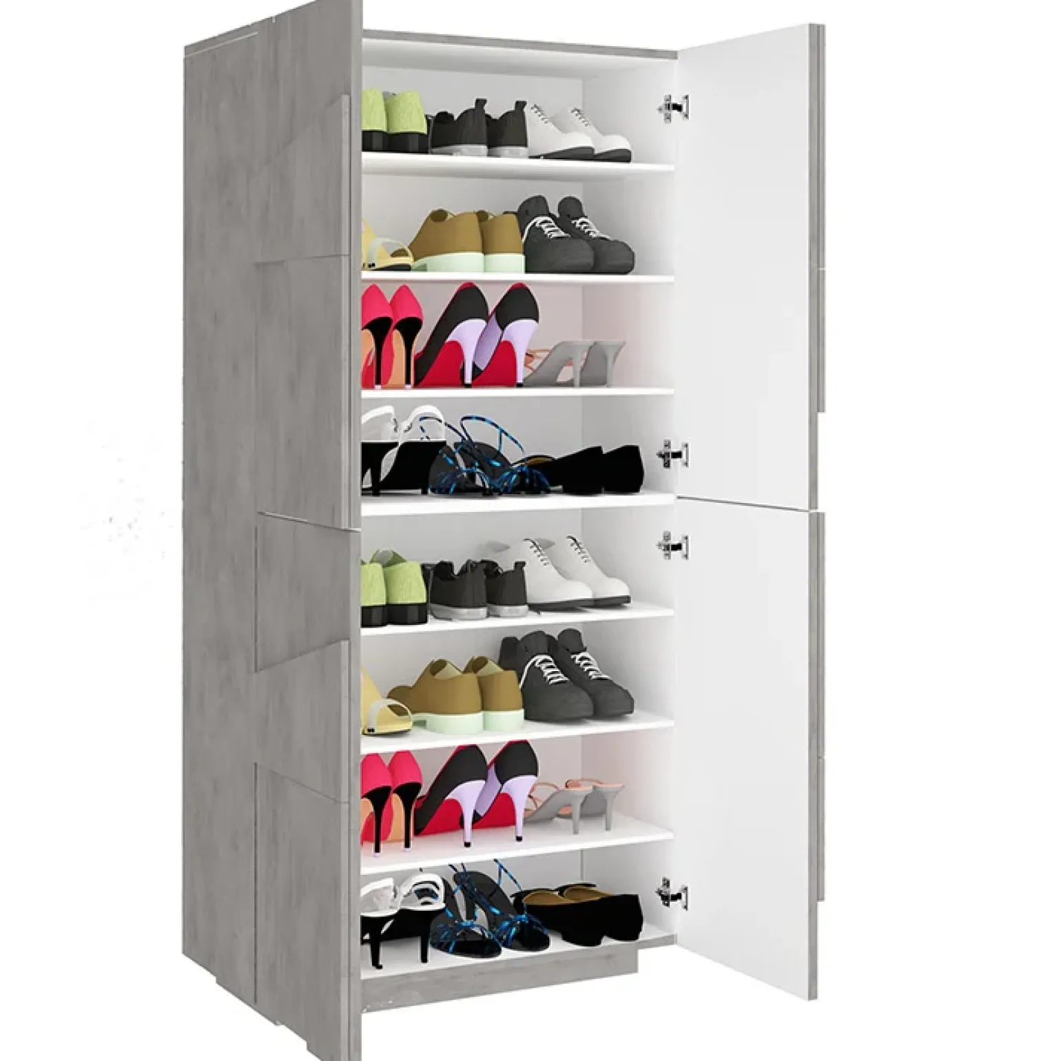 Armadio scarpiera 80x168h cm 4 ante grigio cemento Zenzero