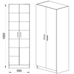 Armadio scarpiera 59x181h cm 2 ante moderna da ingresso rovere chiaro Max