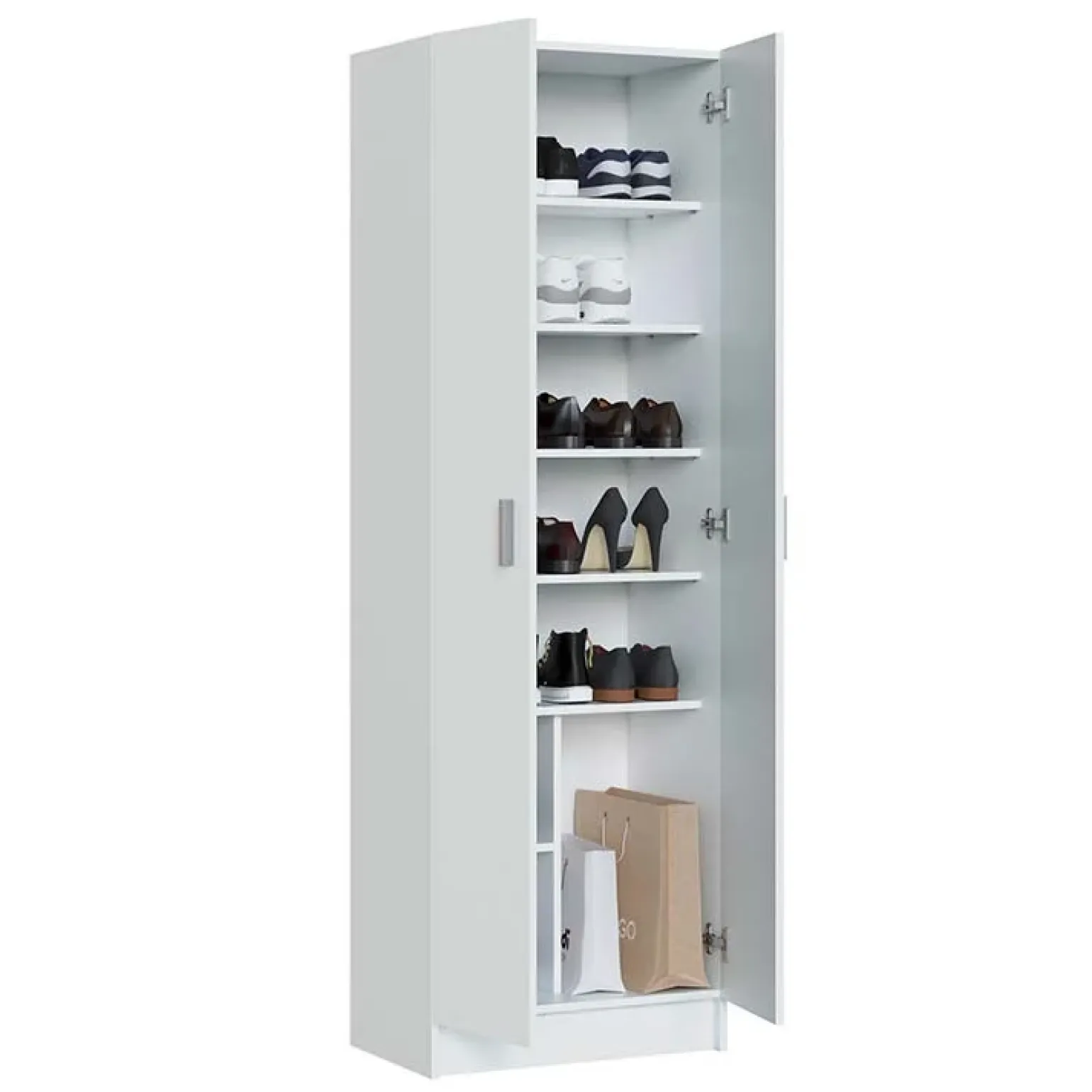 Armadio scarpiera 59x180h cm 2 ante battenti bianco opaco Easy