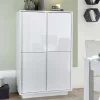 Armadio soggiorno 92x145h cm 4 ante soggiorno bianco lucido Spirit