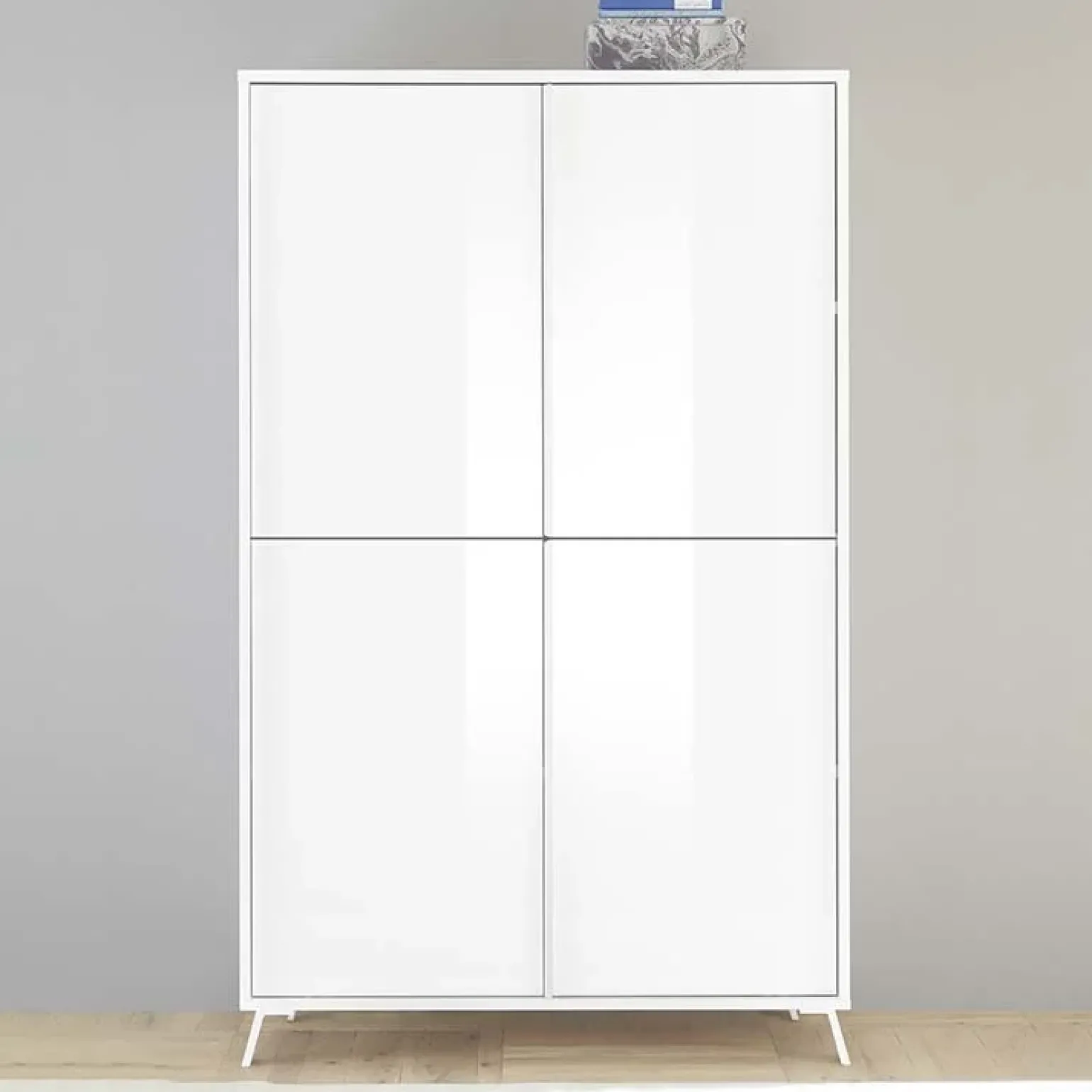 Armadio soggiorno 104x174h cm 4 ante moderno bianco lucido Tosca