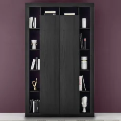 Armadio soggiorno 134x217h cm 2 ante moderno nero frassinato Trilogy