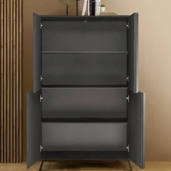 Armadio soggiorno 104x174h cm 4 ante moderna nero frassinato Tosca