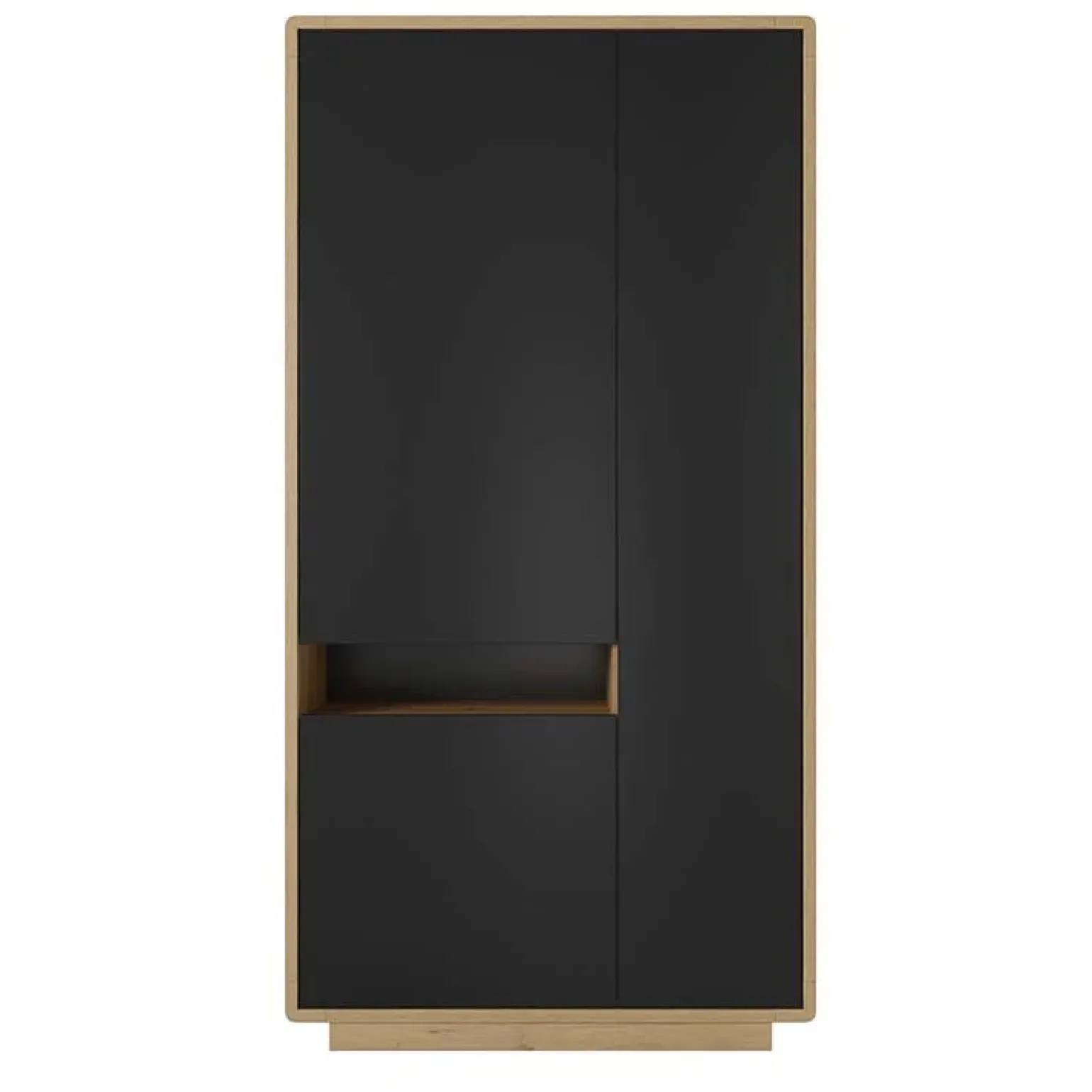 Armadio soggiorno 92x181h cm 3 ante moderno nero opaco rovere Esmond