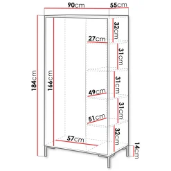 Armadio soggiorno 90x184h cm 2 ante rovere nero Duble