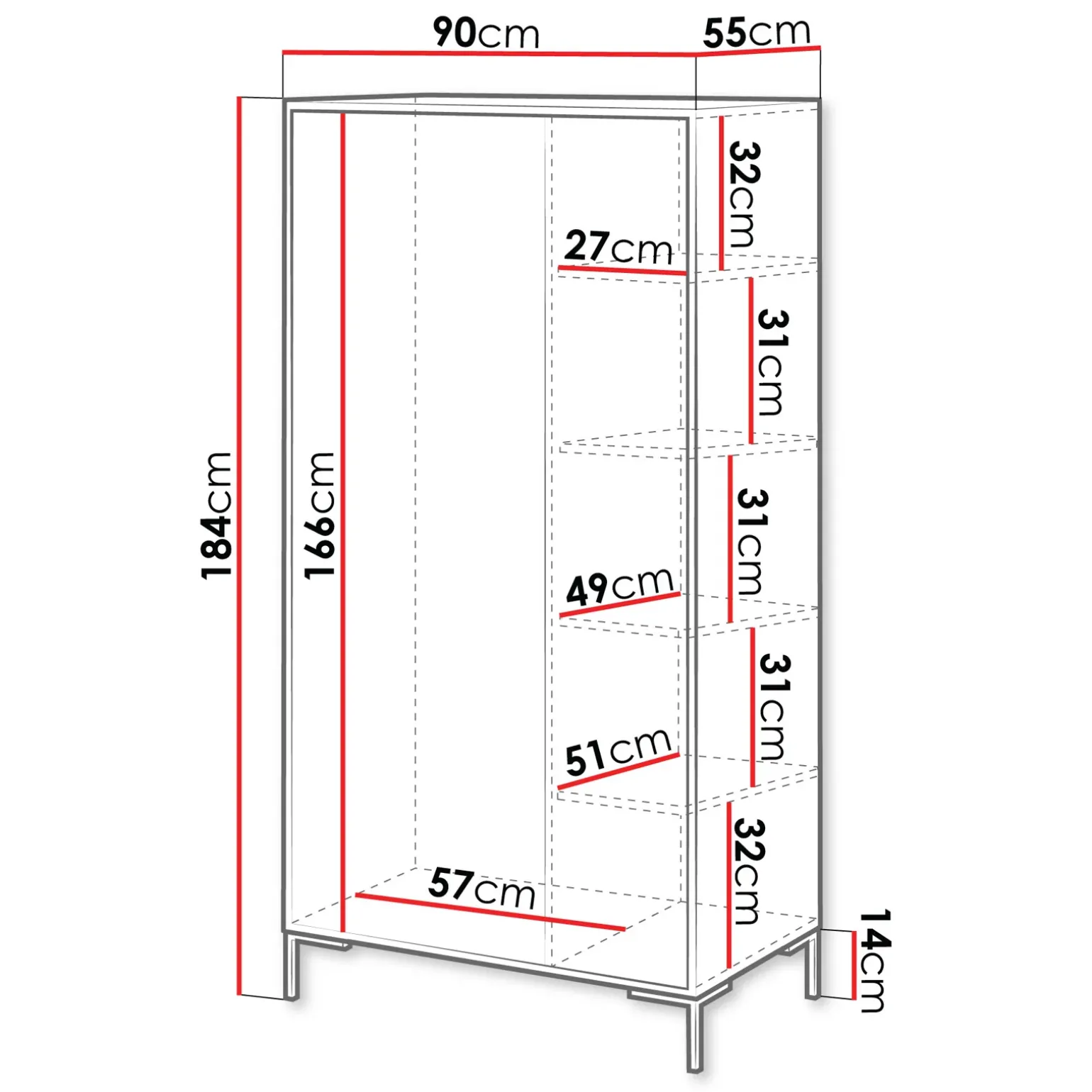 Armadio soggiorno 90x184h cm 2 ante rovere nero Duble