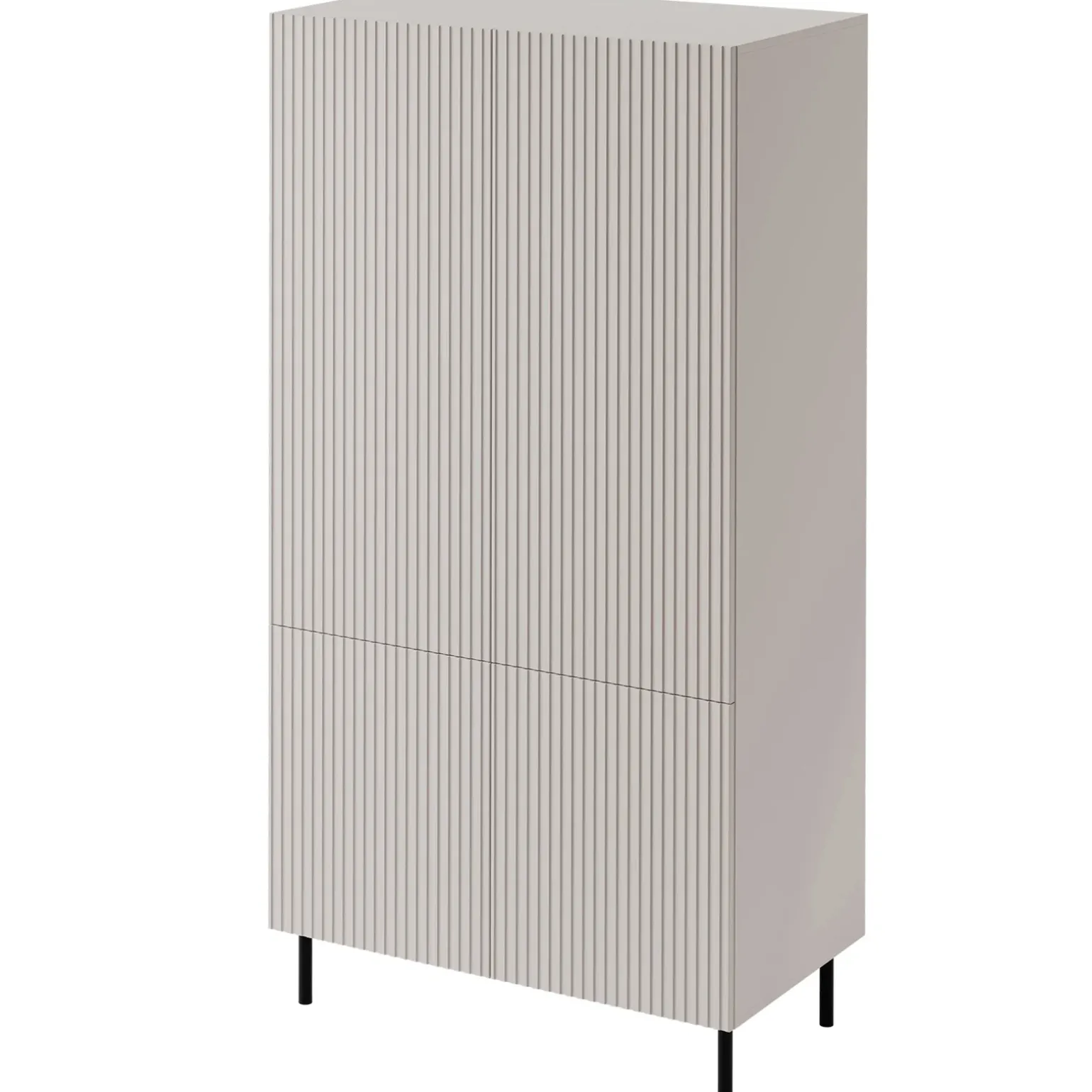 Armadio soggiorno 90x185h cm 4 ante con frontali cannettati beige Ziggy