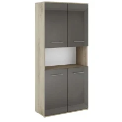 Armadio ufficio 80x176h cm 4 ante rovere antracite lucido Time U
