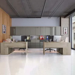 Armadio ufficio 80x176h cm 4 ante rovere antracite lucido Time U