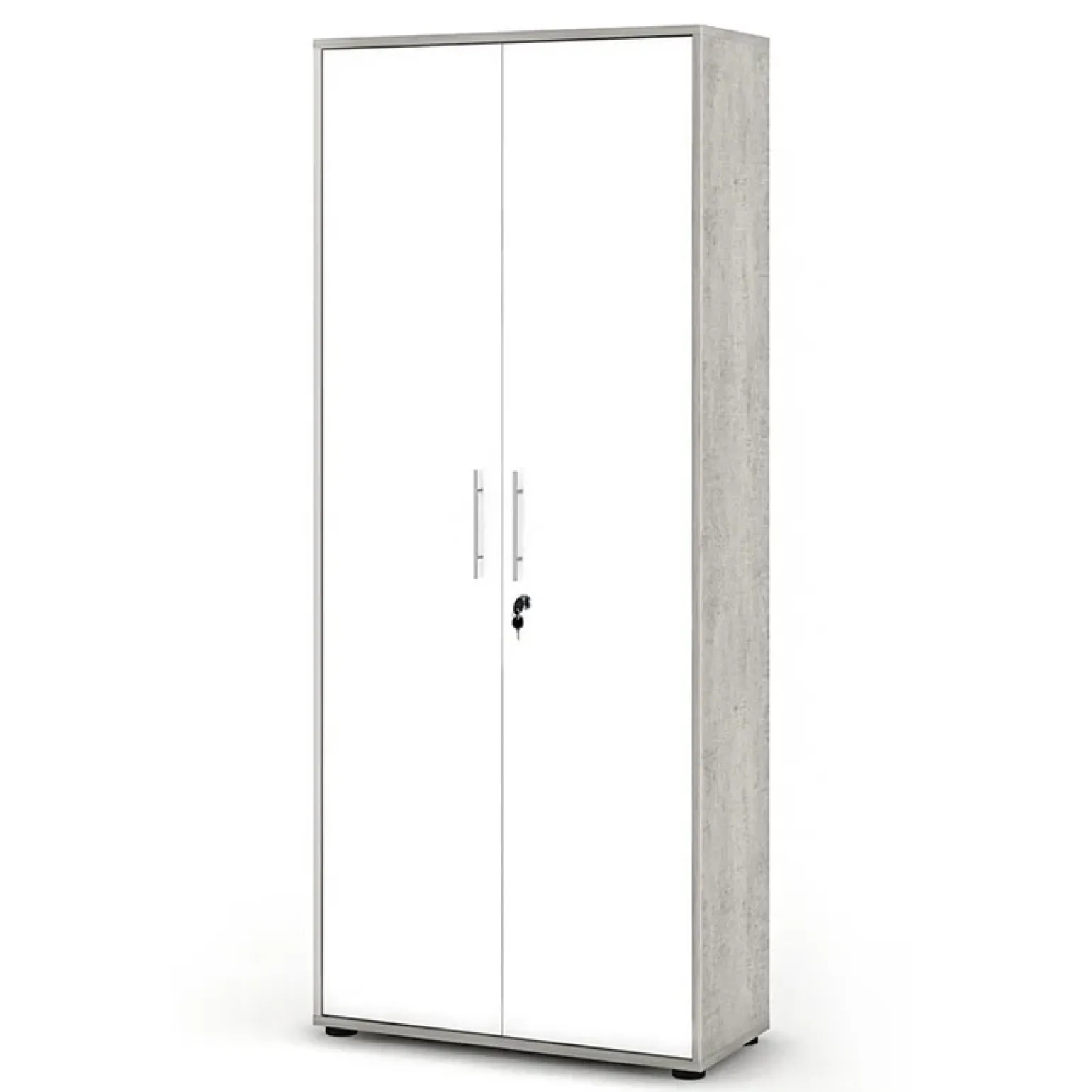 Armadio ufficio 79x188h cm 2 ante bianco frassinato cemento Woody