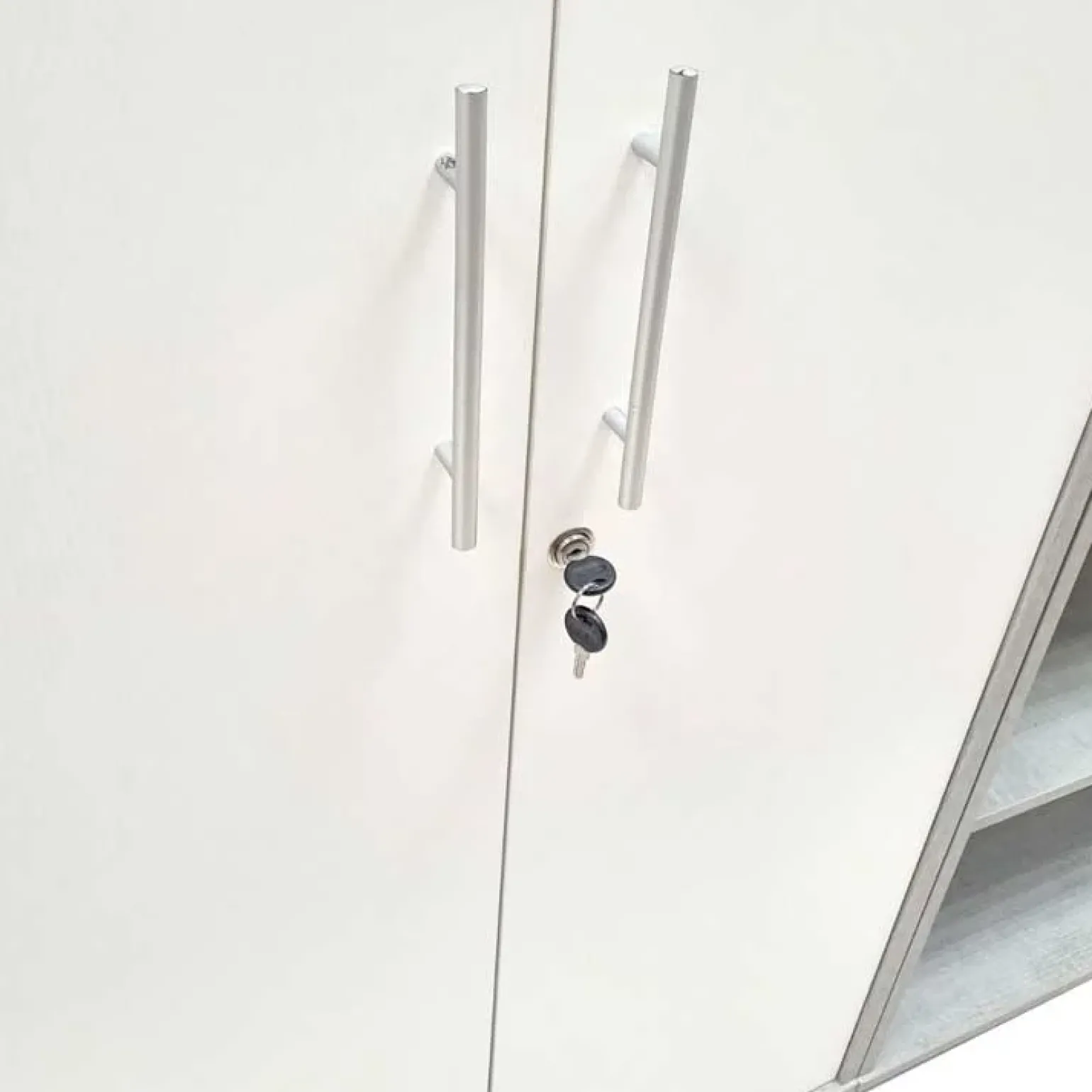 Armadio ufficio 79x188h cm 2 ante bianco frassinato cemento Woody