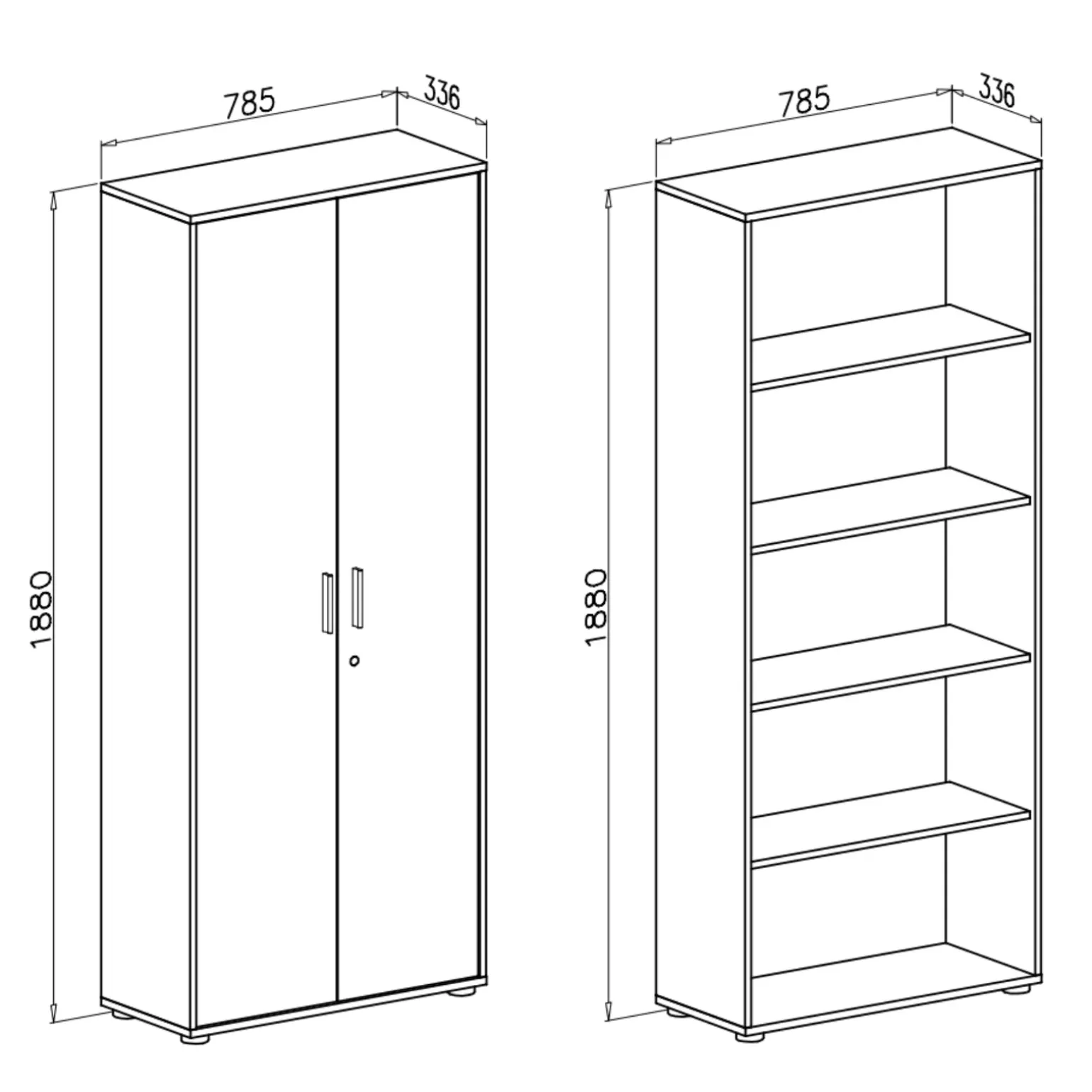 Armadio ufficio 79x188h cm 2 ante bianco frassinato cemento Woody
