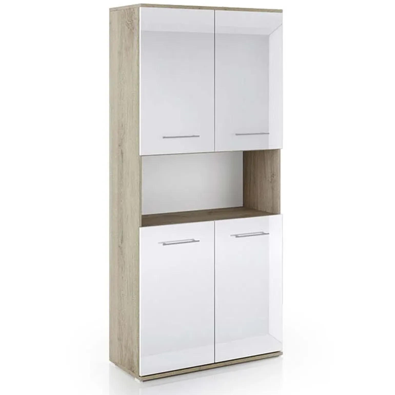 Armadio ufficio 80x176h cm 4 ante e ripiano rovere bianco lucido Time U