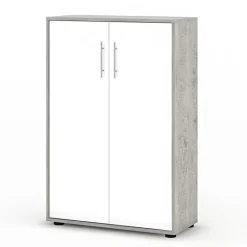Armadio ufficio 79x118h cm 2 ante bianco frassinato cemento Woody