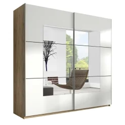 Armadio 180x210cm 2 ante scorrevoli rovere sanremo bianco Logan Gihome®