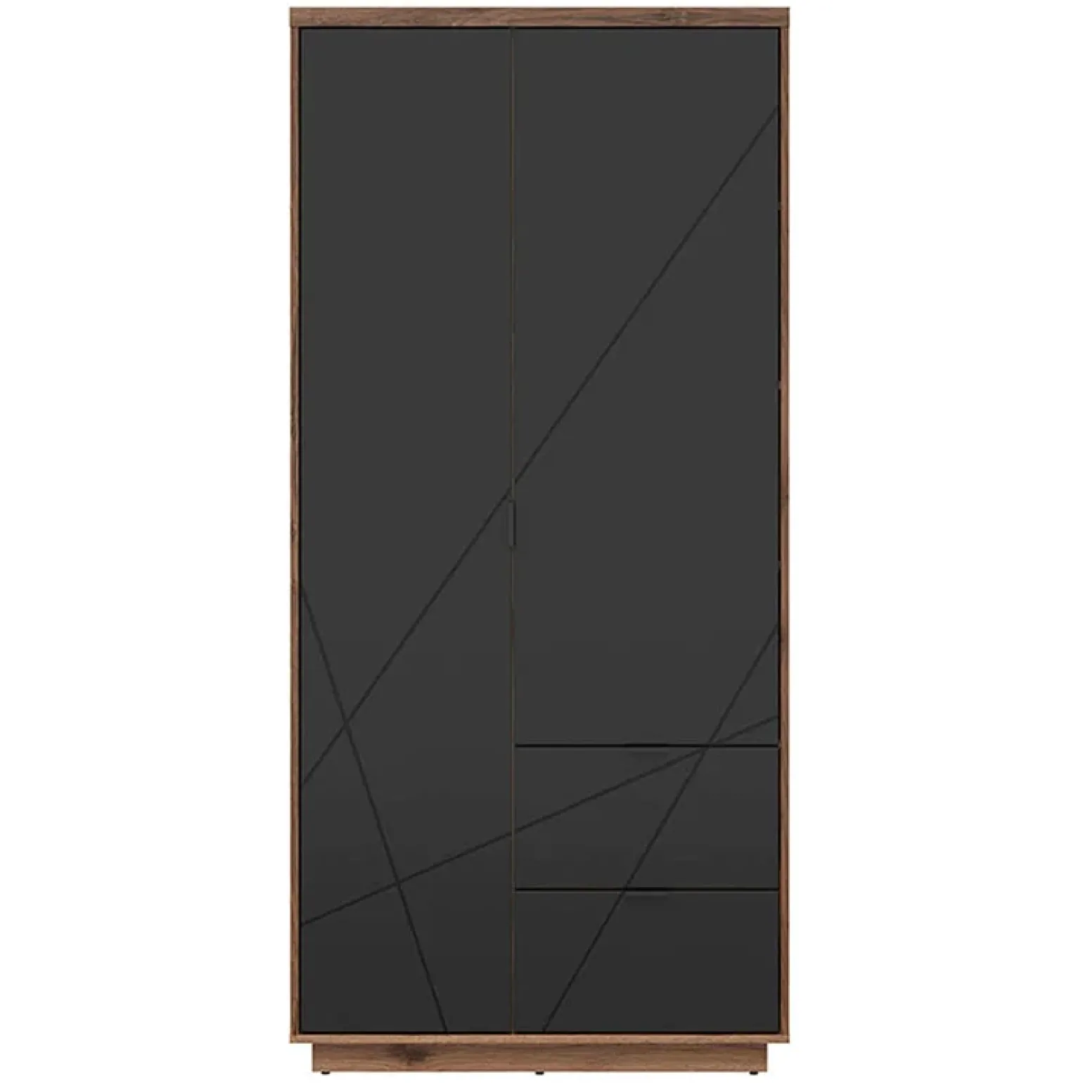 Armadio 94x201h cm 2 ante 2 cassetti rovere scuro nero opaco Elin