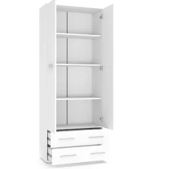 Armadio 77x200h cm 2 ante 2 cassetti  moderno bianco Viki 1