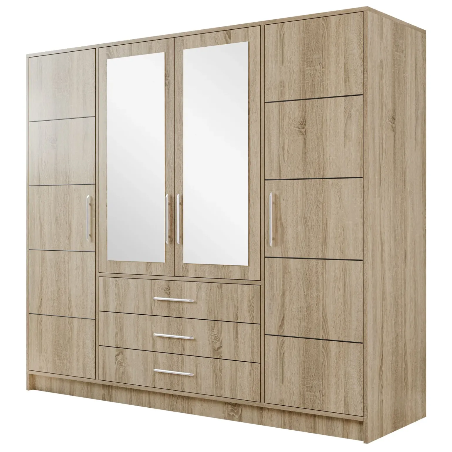 Armadio 196x200h cm 4 ante 3 cassetti con specchio rovere sonoma Sottosogno