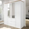 Armadio 182x201h cm 4 ante 3 cassetti con specchio bianco rovere Relaxio