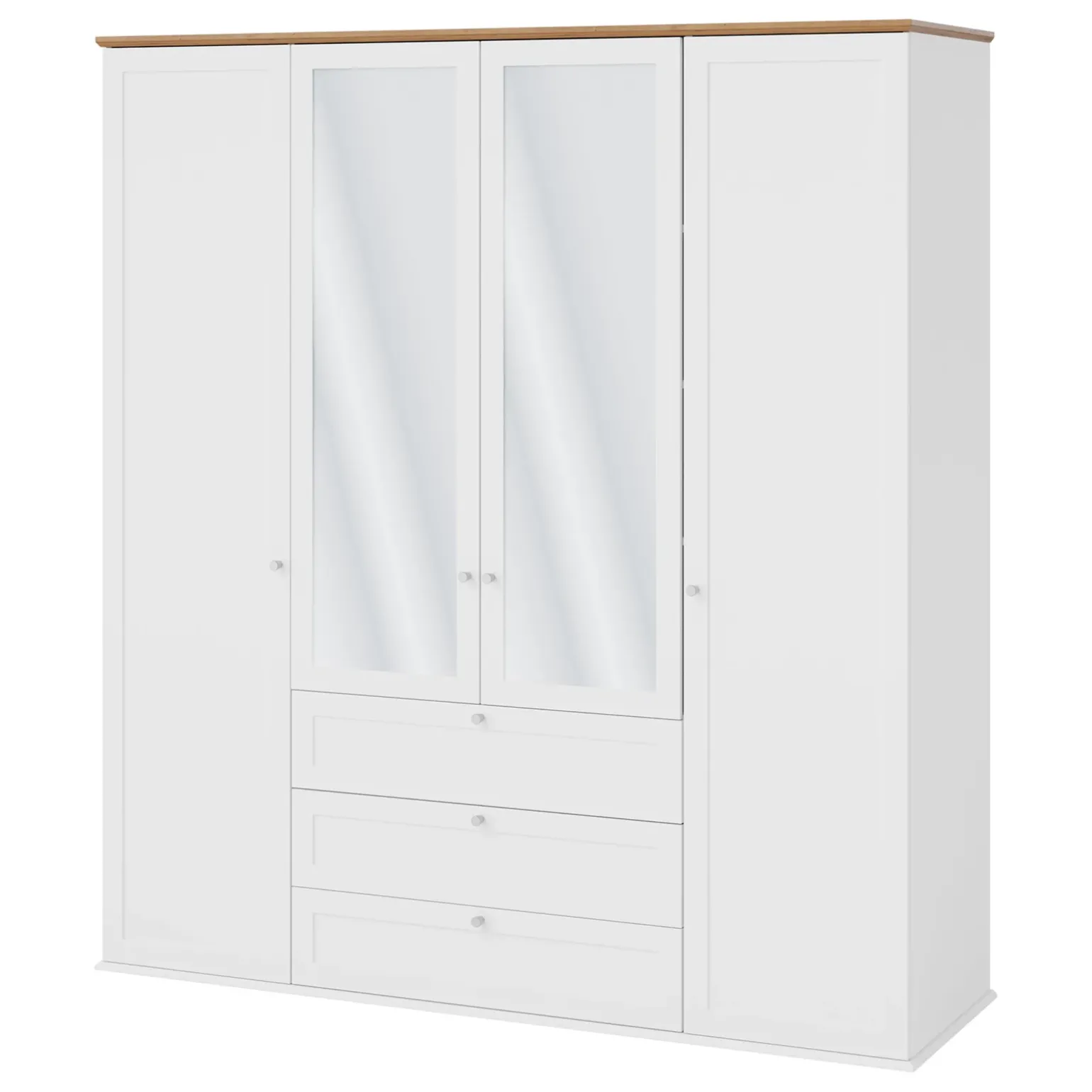 Armadio 182x201h cm 4 ante 3 cassetti con specchio bianco rovere Relaxio